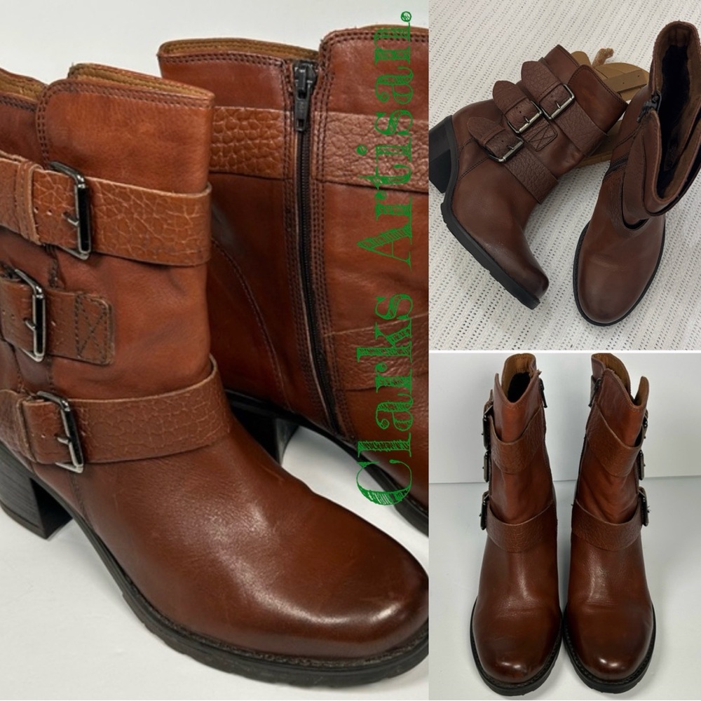 Women's Brown Leather Boots - Picture 2 of 9